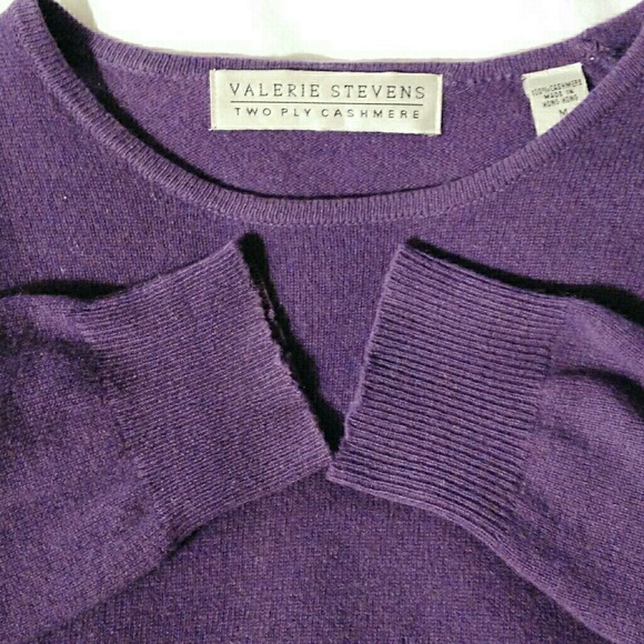 Valerie Stevens Sweaters - Violet Cashmere, Jewel Neckline Sweater Sz S